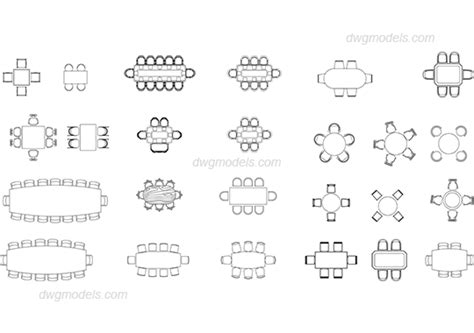 Dining Cad Blocks Plan Drawing Architectural Symbols Architecture Tables Room Block