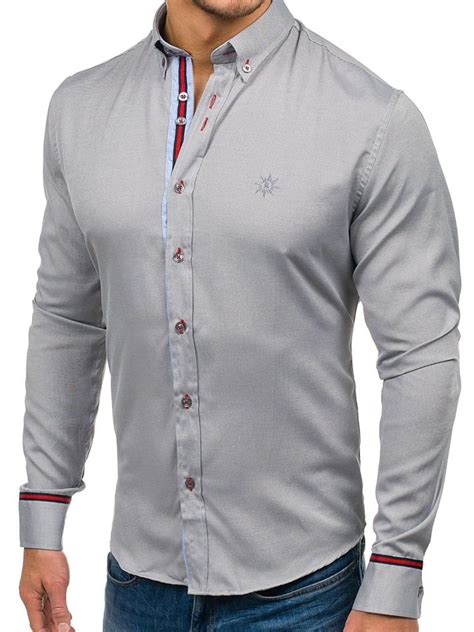 Camisa Elegante Con Manga Larga Para Hombre Color Gris Bolf 5801 Gris