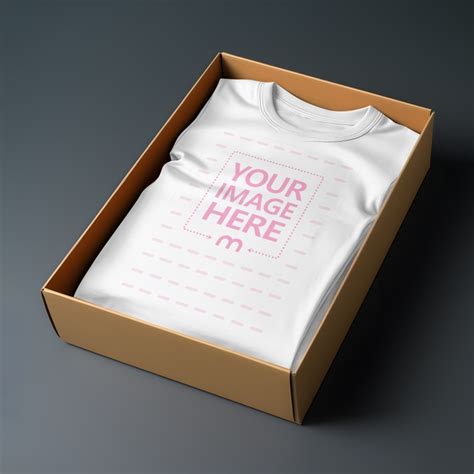 Free Folded T-Shirt Mockup in Box - Mediamodifier