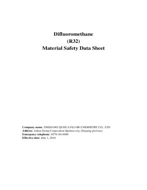 Fillable Online Chemical safety data sheet of 1,1,1,2-tetrafluoroethane ...