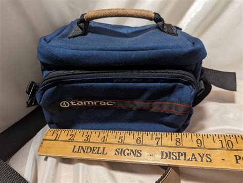 Vintage Tamrac Camera Bag Case Navy Blue Canvas Suede Usa Made 6x7 Ebay