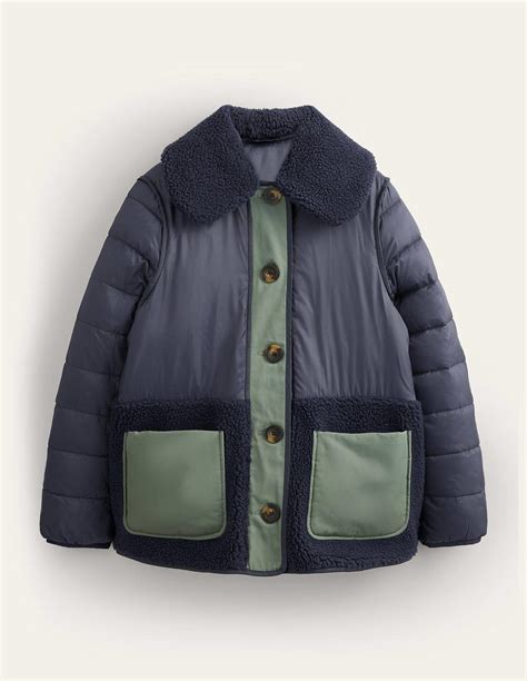 Boden Quilted Borg Jacket In Blue Lyst