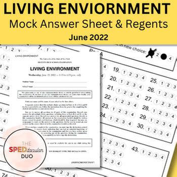 Living Environment Regents Review Mock Answer Key And Regents June