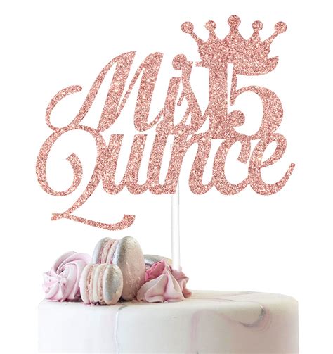 Buy Rose Gold Glitter Mis Quince Cake Topper Hello Cheers To