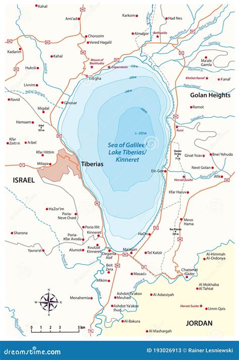 Vector Map of the Israeli Sea of Galilee Stock Vector - Illustration of design, guide: 193026913