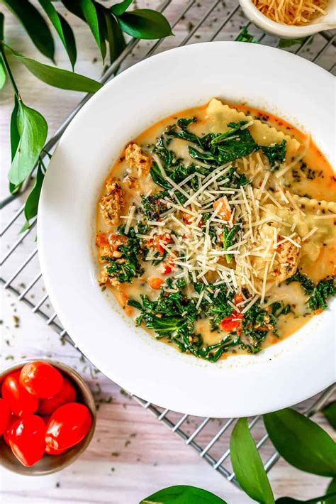 Instant Pot Creamy Ravioli Soup Vegan Options Included A Lily Love