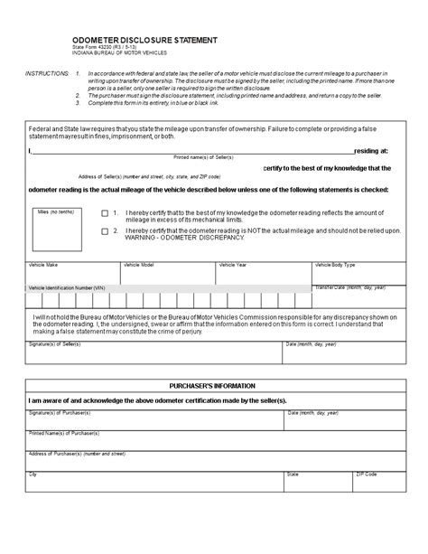 Secure Your Odometer Disclosure Statement For Vehicle Buyers And