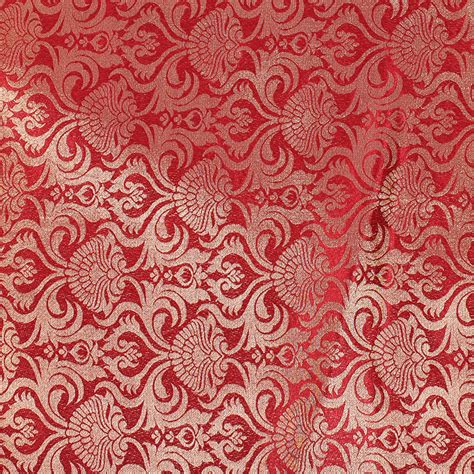 Buy Maroon And Golden Flower Brocade Silk Fabric 8854