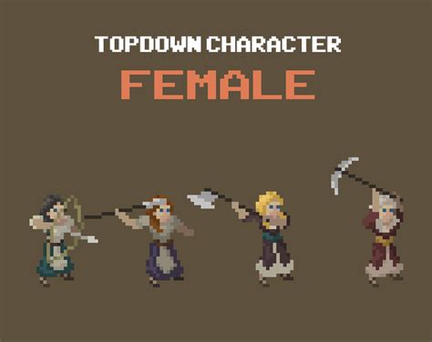 Female Top Down Pixel Art Character Assets by sanctumpixel