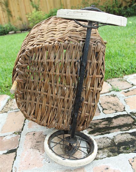 New Orleans Eclectics Antique French Market Basket Rolling Cart