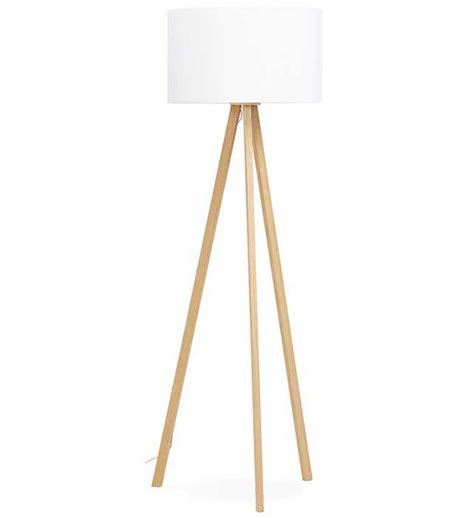 Lampadaire Tr Pied Scandinave St Tiv Abat Jour Rond Tissu Blanc Pieds