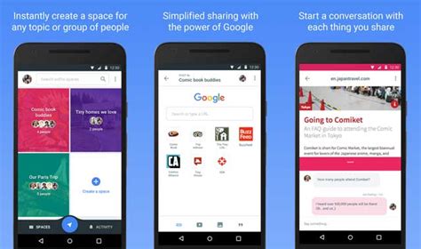 Spaces, a group sharing app released by Google