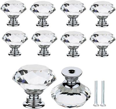 16Pack Drawer Knobs Diamond Shaped Clear Crystal Glass Cabinet Knobs