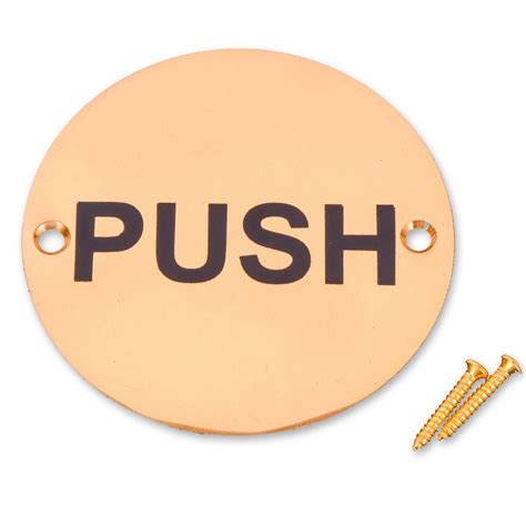 Buy White Hinge Solid Brass Push Door Sign Circular Door Plaque