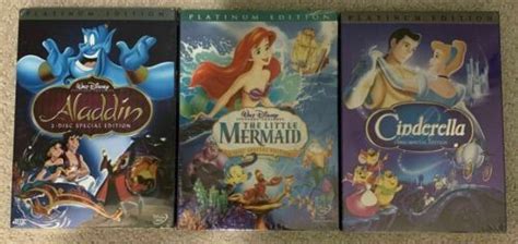 Aladdin Cinderella And The Little Mermaid 3 Disney Dvd Combo Free