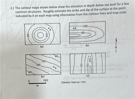 2.) ﻿The contour maps shown below show the elevation | Chegg.com