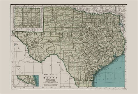 vintage texas map vintage map  texas antique map print historical