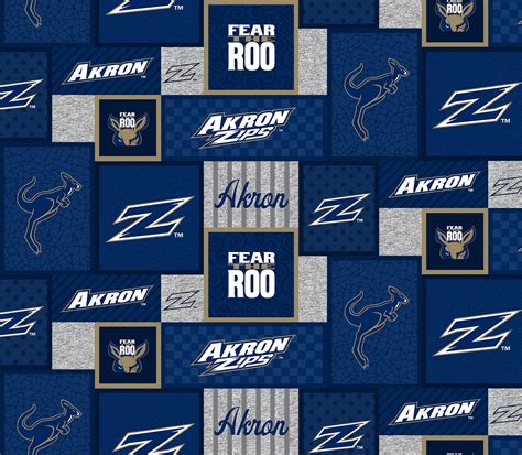 Akron University Zips College Patch Fleece Fabric Remanats College