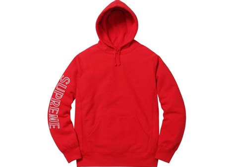 Supreme Sleeve Embroidery Hooded Sweatshirt Red