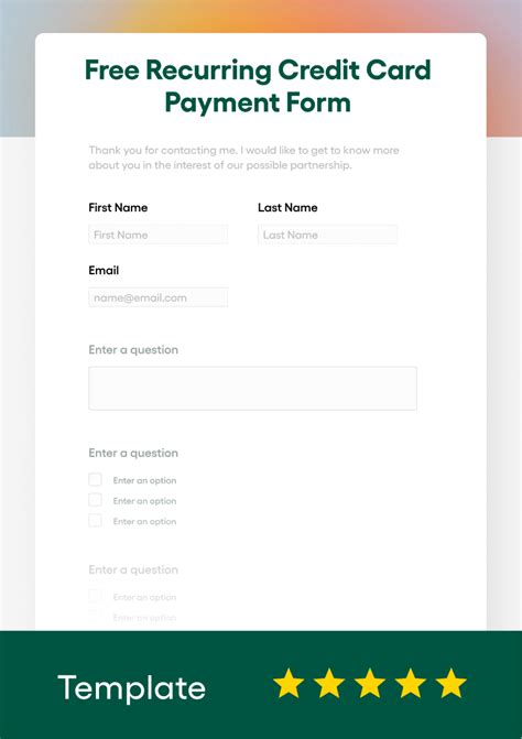 Free Recurring Credit Card Payment Authorization Form FREE 2024