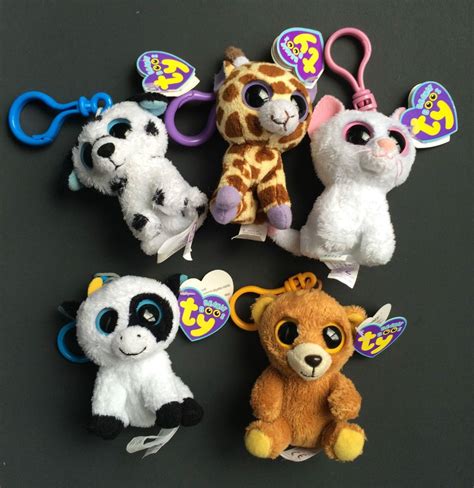 Ty Beanie Boo Collection Lot Of 5 Key Clips Fetch Safari Daisy Cashmere