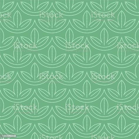 Vektor Garis Motif Daun Jepang Pola Seamless Ilustrasi Stok Unduh