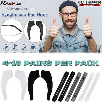 4 16 Pair Anti Slip Glasses Ear Hooks Tip Eyeglasses Grip Temple Holder