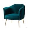 Jayden Creation Auder Contemporary Teal Velvet Accent Barrel Chair With