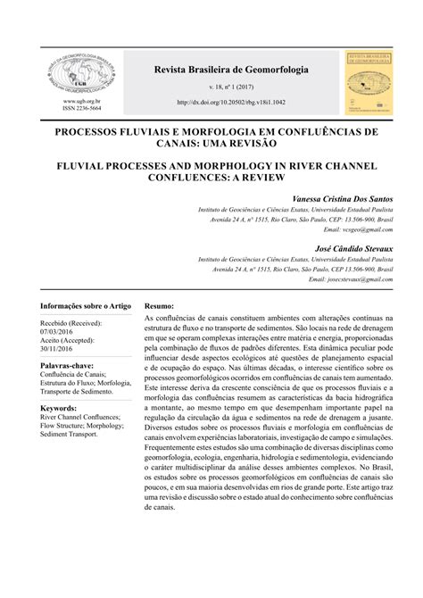 PDF PROCESSOS FLUVIAIS E MORFOLOGIA EM CONFLUÊNCIAS DE CANAIS UMA