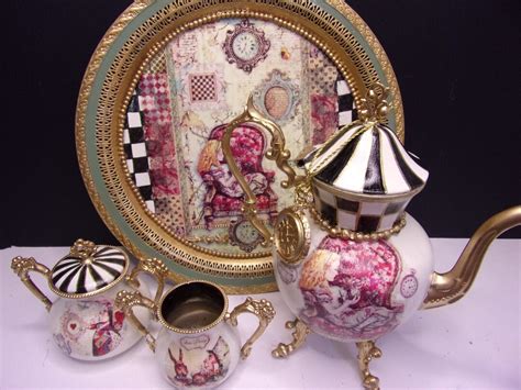 Alice in Wonderland Upcycled Vintage Tea Set Checkerboard Tea - Etsy