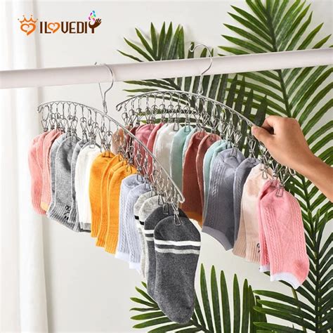 Windproof Space Saving Clothes Hangers Clips Stainless Steel