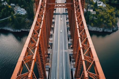 Uma Ponte Que Tem Um Carro Branco Nela Foto Premium