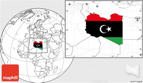 Flag Location Map of Libya, blank outside