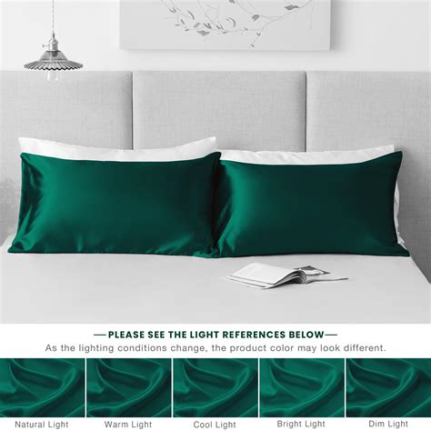 Loves Cabin Silk Satin Pillowcase For Hair And Skin Dark Green 20x30 Inches Slip Pillow