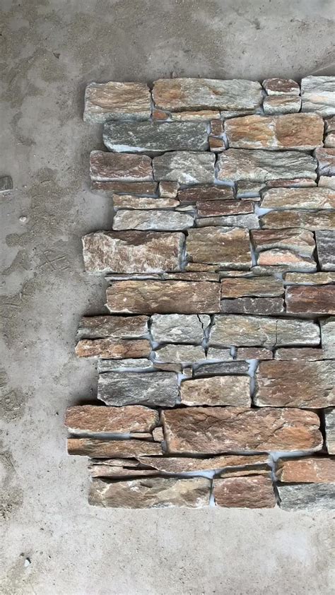 Wall Stone Cladding Rusty Quartzite Cement Ledgestone Concrete Mesh