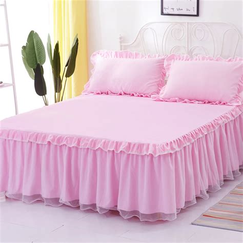 ﻿hot Offers Princess Style Graceful Lace Bed Skirt Fitted Sheet Home