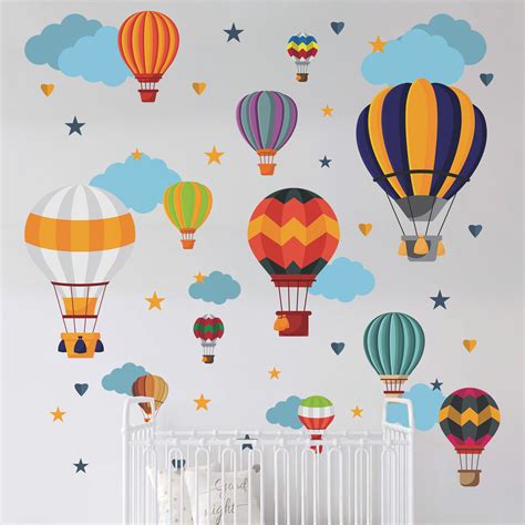Hot Air Balloon Wall Decal Kid Room Decal Colorful Balloon Wall Sticker