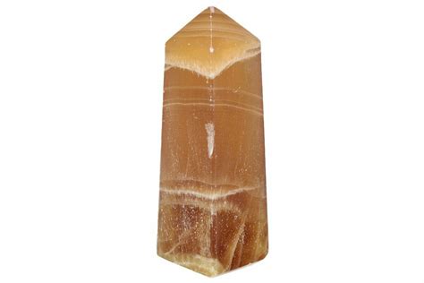 44 Polished Banded Honey Calcite Obelisk 217039 For Sale