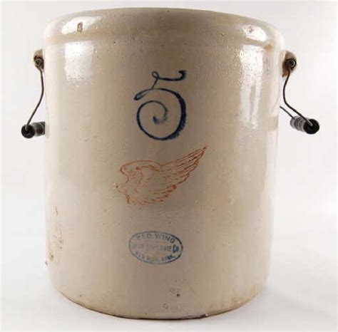 Antique 5 Gallon Red Wing Stoneware Crock With Handles