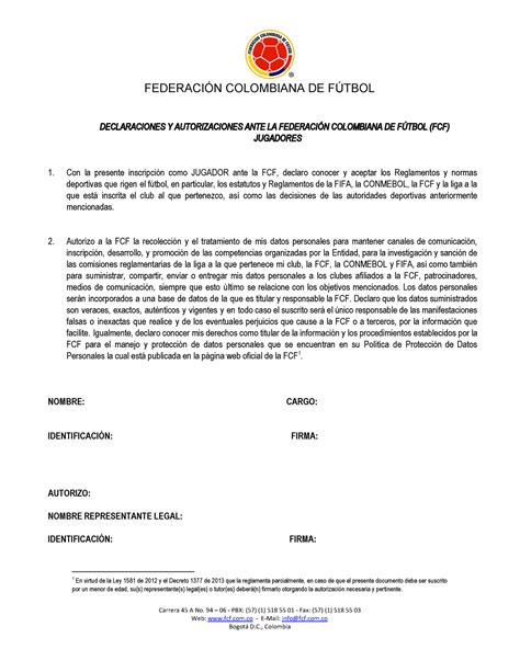 4 Formato Tratamiento Datos Personales Jugador 1 FEDERACIÓN