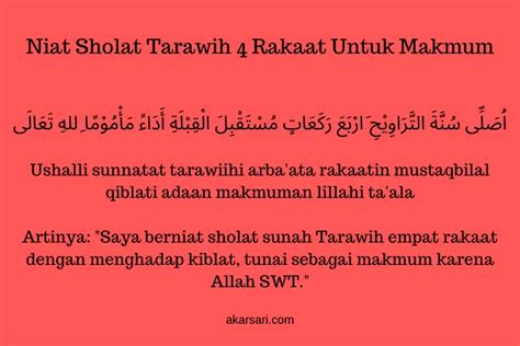 Bacaan Niat Sholat Tarawih Dan Witir Latin Arab Dan Artinya Untuk Imam