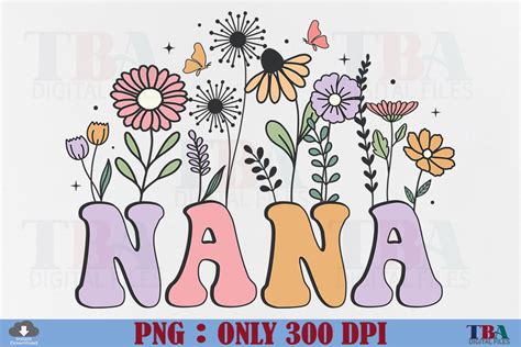 Nana Png Retro Grandma Flower Floral Graphic By Tba Digital Files