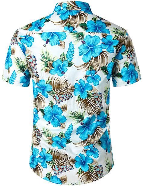 Jogal Mens Flower Casual Button Down Short Sleeve Hawaiian Shirt Hibi