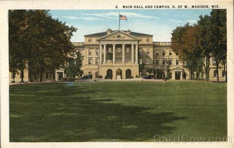 University of Wisconsin - Main Hall and Campus Madison, WI Postcard