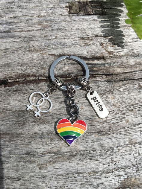 Lesbian Pride Keychain Lesbian Keyring Rainbow Key Chain Etsy