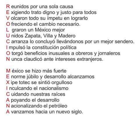 Realiza Un Acrostico Sobre La Revoluci N Mexicana Observa El Ejemplo