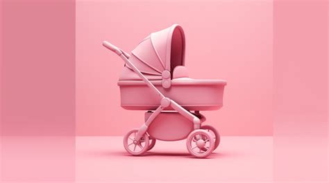 Tinted Pink 3d Render Of Modern Baby Carriage Stroller And Pram On A