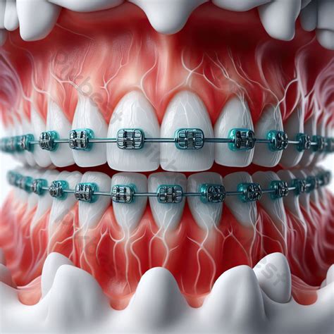 teal  silver orthodontic braces  teeth gums photo jpg