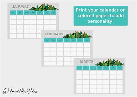 Cactus Printable 2024 Calendar, Printable Calendar, 2024 Calendar ...