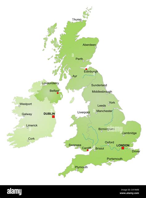 Stylized Map Of The United Kingdom Showing England Wales Scotland